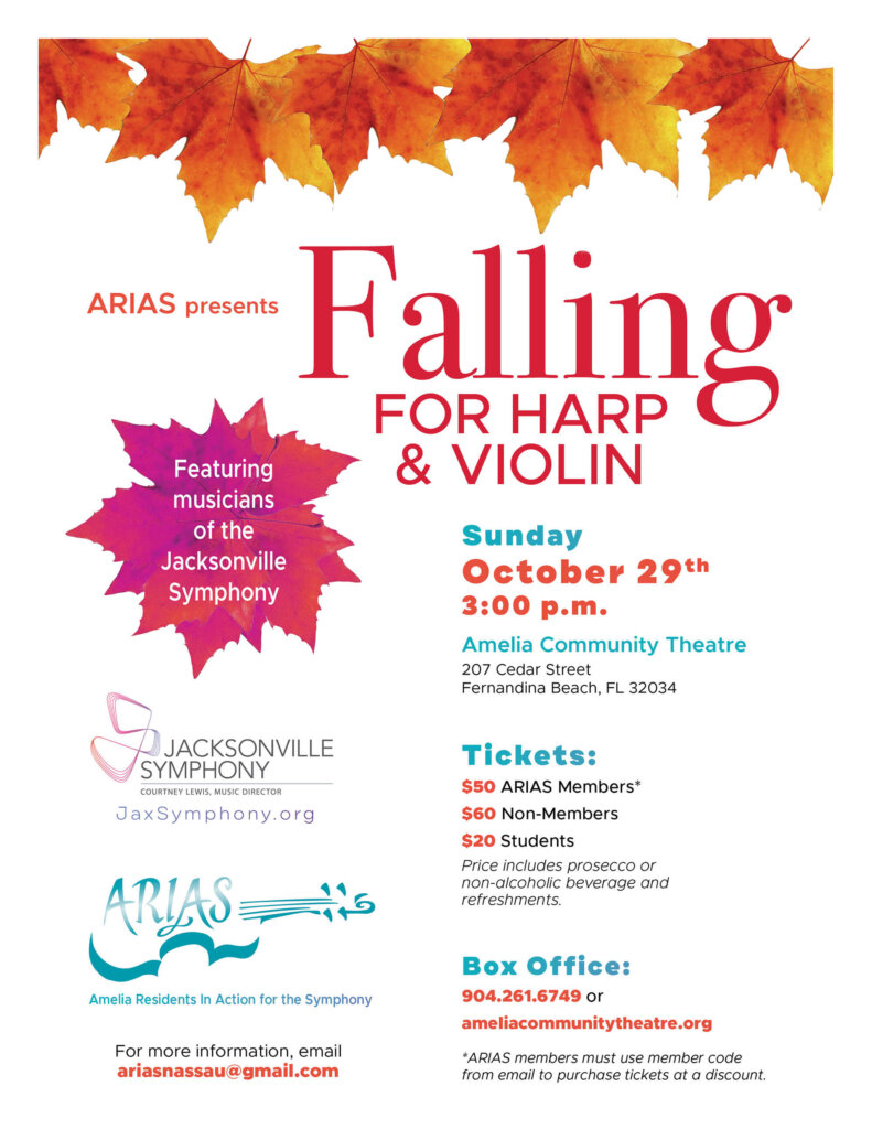 falling for harp and violin event poster